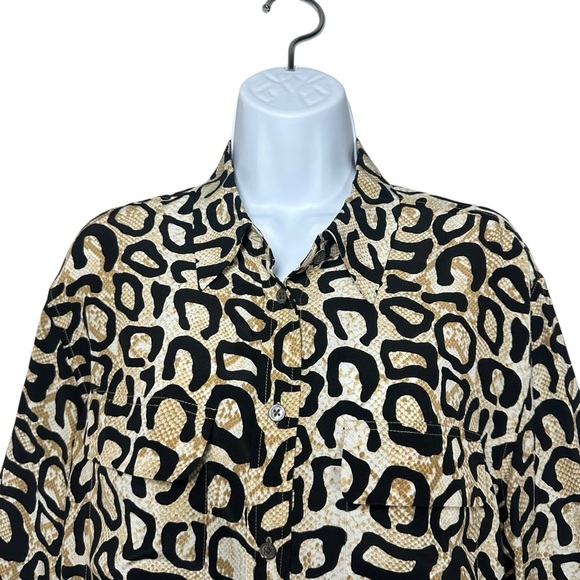 Equipment Femme Silk Button Down Tunic Blouse Leopard Print Shirt Size Medium - Picture 7 of 11